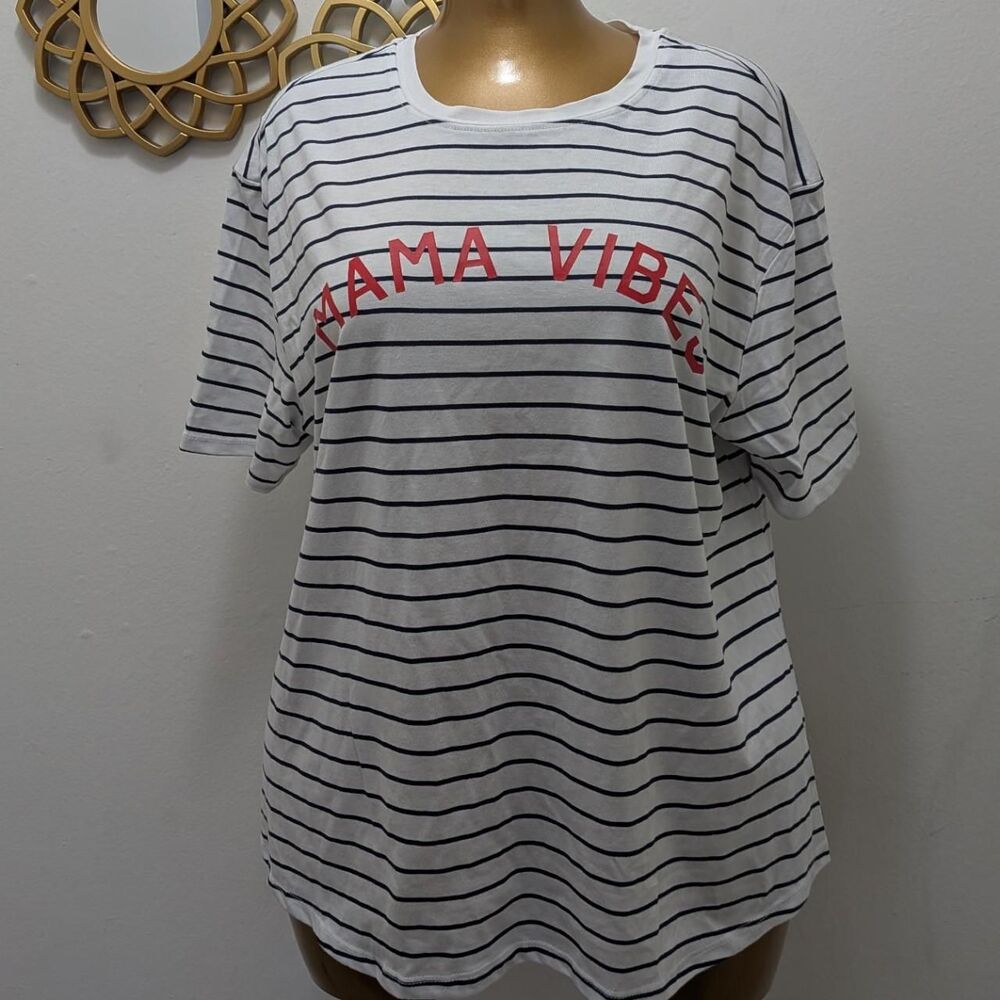 Isabel Maternity by Ingrid & Isabel Striped "Mama Vibes" Graphic T-Shirt S